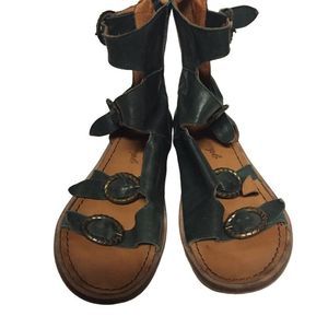 Free People Green and Tan Leather Flats